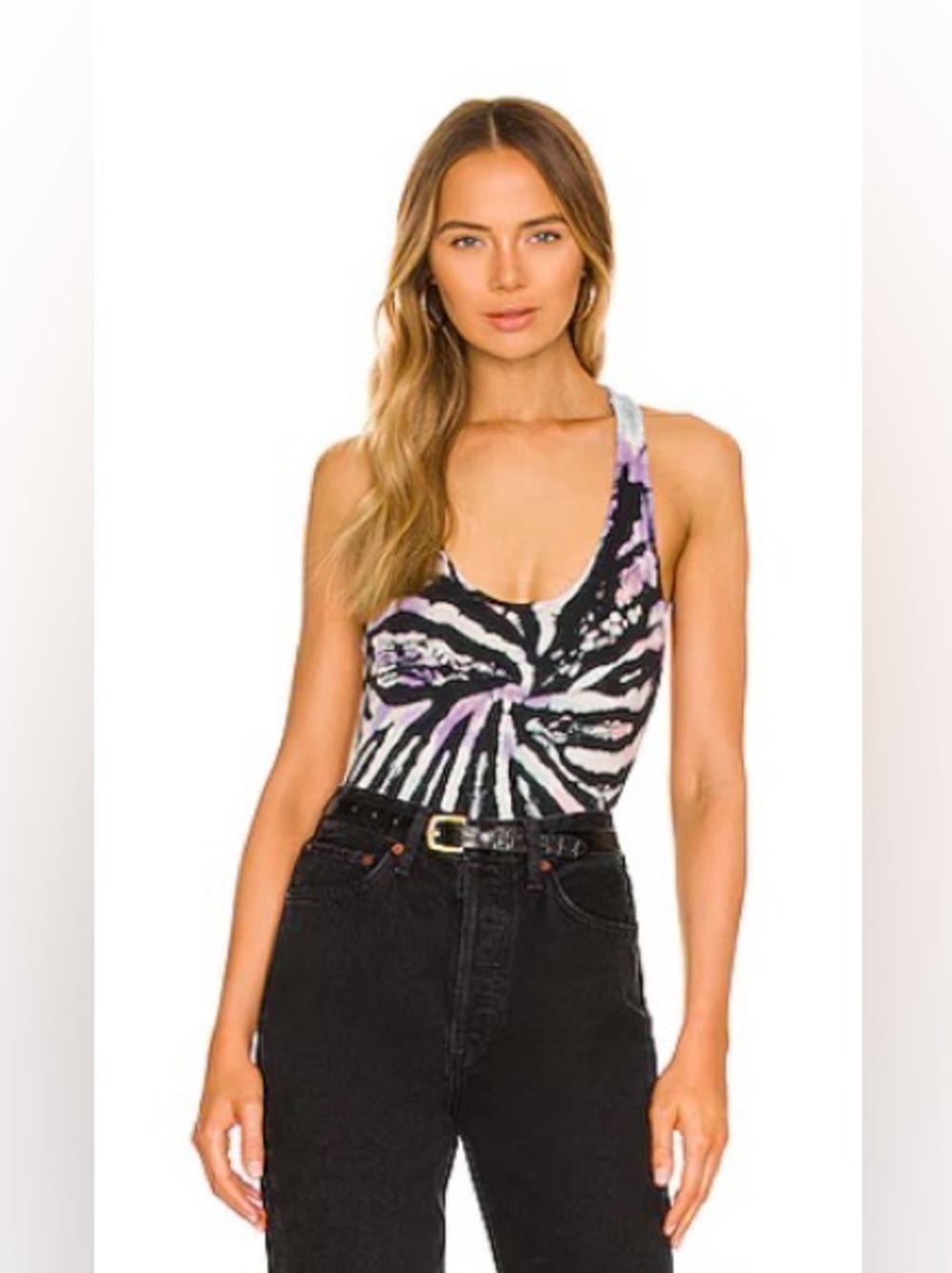 Lovers + Friends Gigi Ribbed Knit Thong Bodysuit in Reverse Tie Dye Size Small